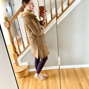 Vintage custom made leather and fur coat - silk lined